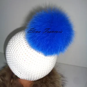Pelzbommel Mützenbommel aus echtem Blaufuchs mit Druckknopf superflauschig royalblau